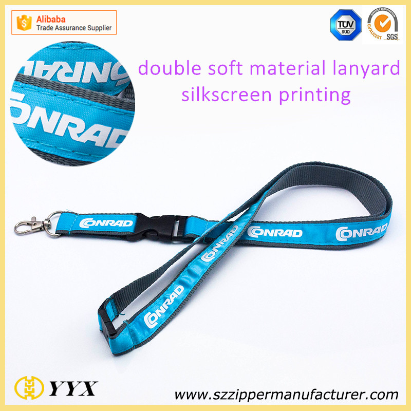 Factories key chain nylon heat press double sided logo lanyard