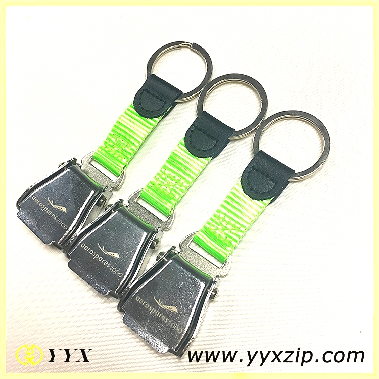 Metal airline seat belt keychain with custom laser logo for promotional gift