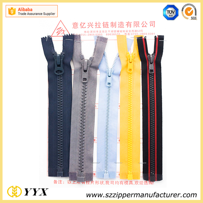 decorative fancy plastic coil zipper pulls nylon resin reverse zipper