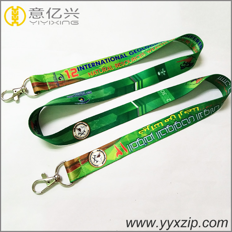 full color 20mm sublimation printed design polyester lanyards with two metal hoo