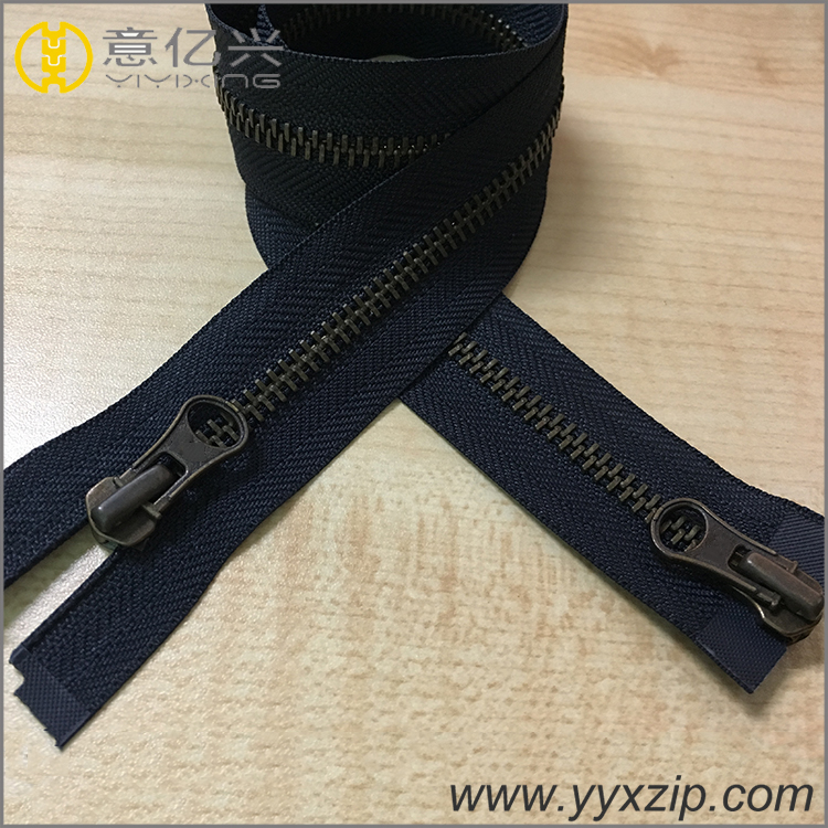 fashion two sided anti brass metal zipper
