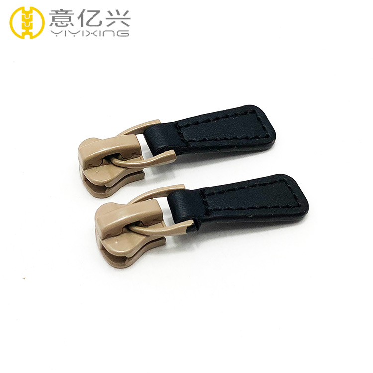 Durable Brand Logo Customized Sizes Pu Leather Zipper Slider and Puller