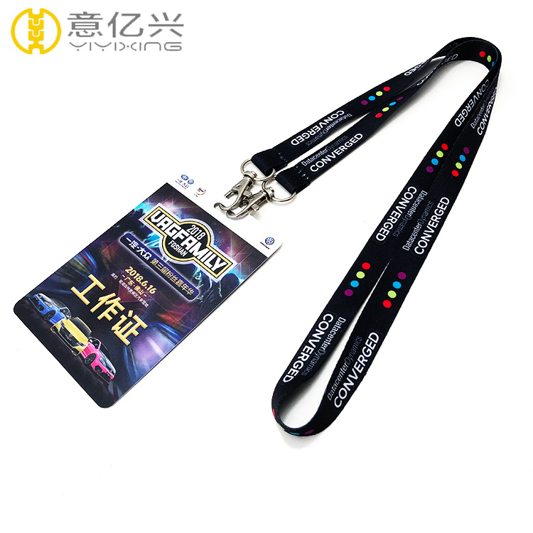 promotional 2 metal hook sublimation lanyard with exhibition card