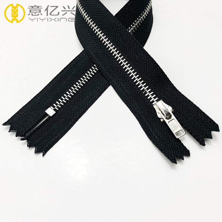 High quality #5 silver metallic zipper, metal zipper for fashion dress